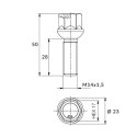 Czarna śruba do felg M14x1.5 28 mm - klucz 17. Kula