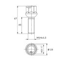 Czarna śruba do felg M14x1.5 45 mm - klucz 17. Kula