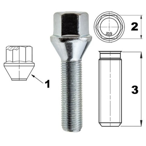 Śruba do felg / kół M12x1.50 stożek / K17 - 40 mm Śruba do felg / kół M12x1.50 stożek / K17 - 40 mm
