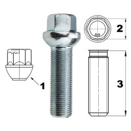 Śruba do felg / kół M15x1.25 kula / K17 - 45 mm