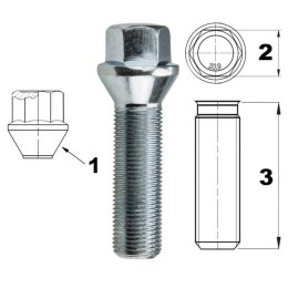 Śruba do felg / kół M15x1.25 stożek / K17 - 45 mm